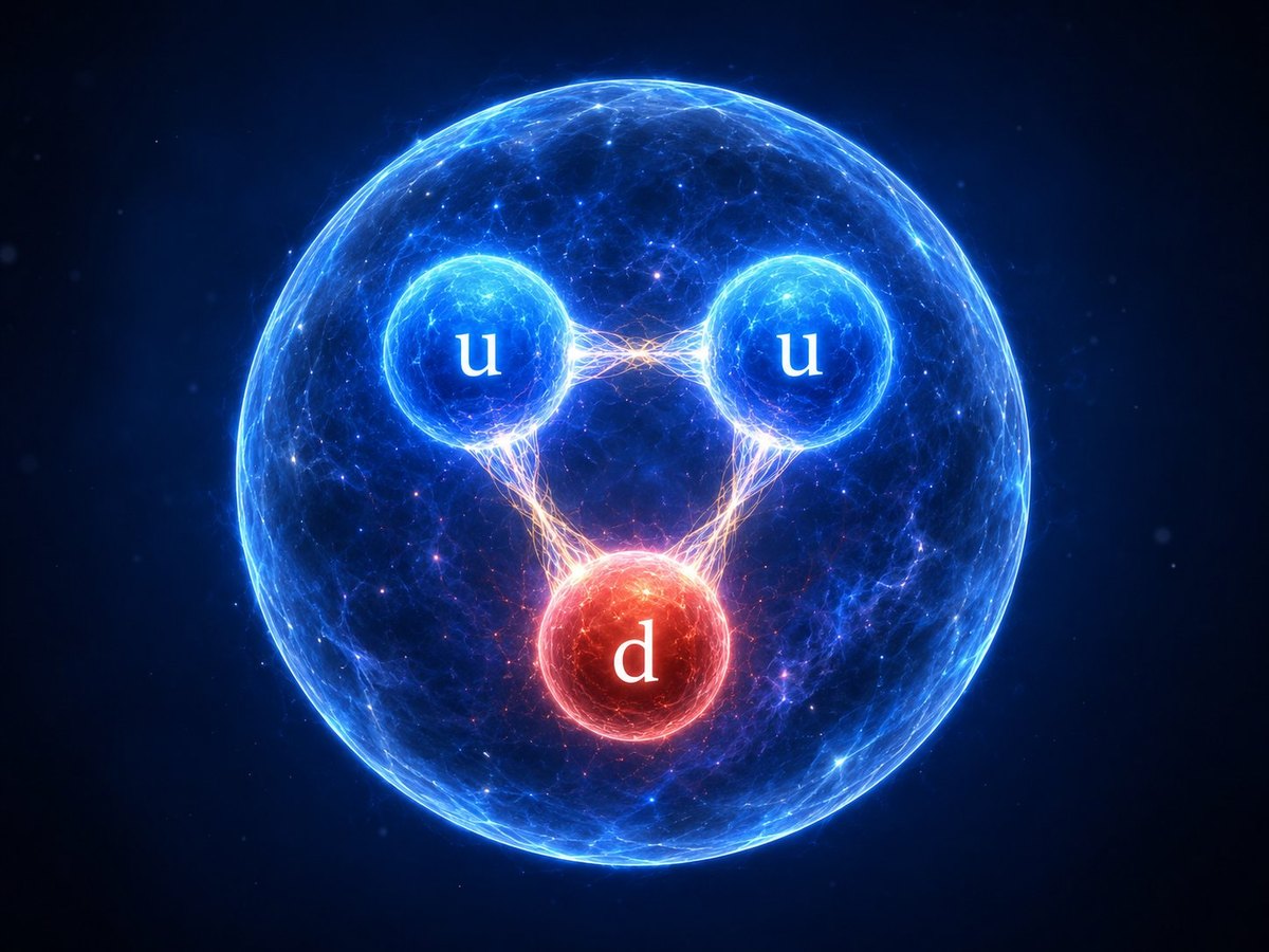 Aufbau eines Protons aus Quarks (u-u-d)